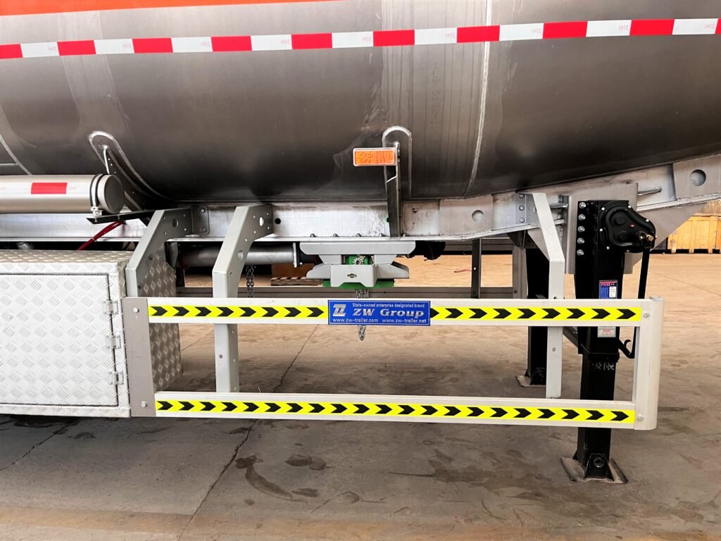 Side protection rails on ZW Group fuel tanker trailer ensuring safety and impact resistance