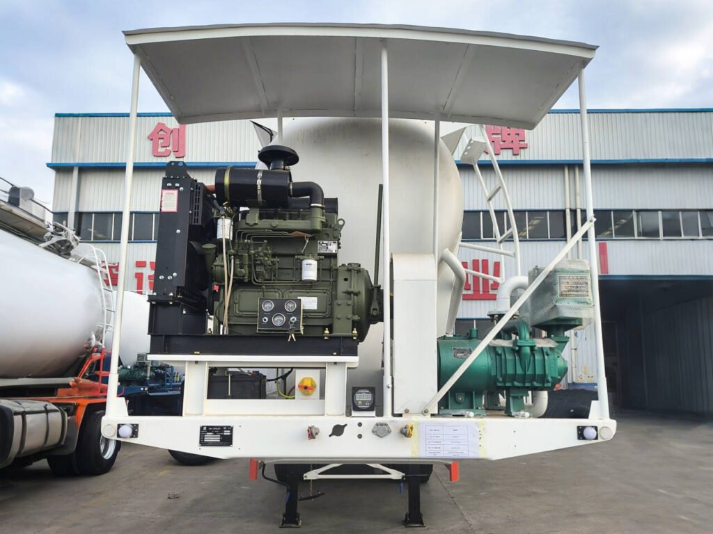 Diesel engine powering ZW bulk powder tanker trailer
