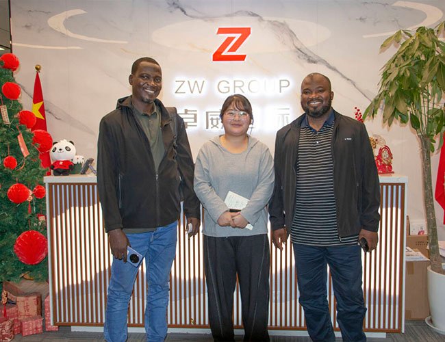 Two Nigerian clients visiting ZW Group factory in Shandong, China