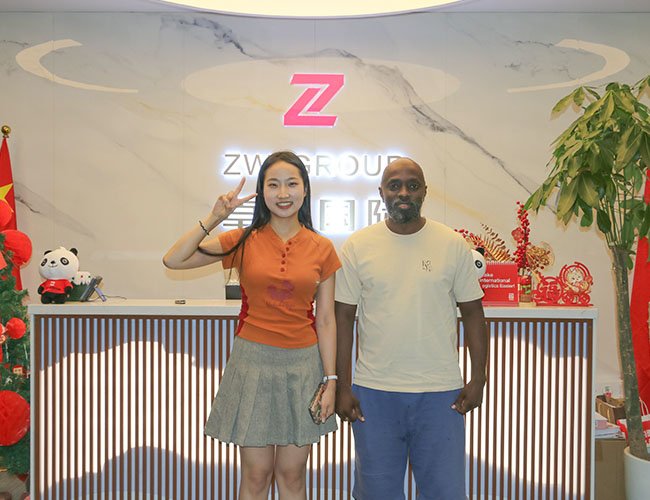 Sudan client inspecting trailers at ZW Group factory before delivery