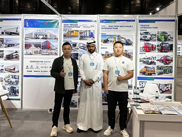 Visitors exploring ZW Group tanker semi-trailers at the Saudi Arabia Industrial Exhibition 2025