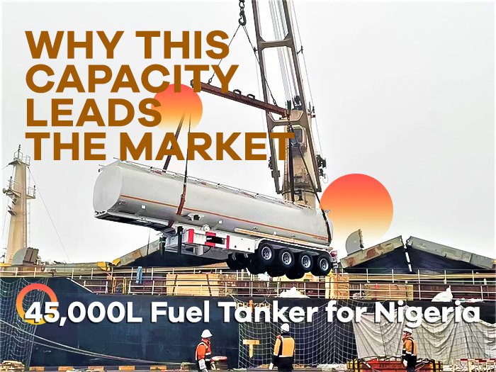 ZW 45000L Fuel Tanker Trailer (3-Axle) transporting petroleum on a highway, illustrating durable design for Nigeria logistics.