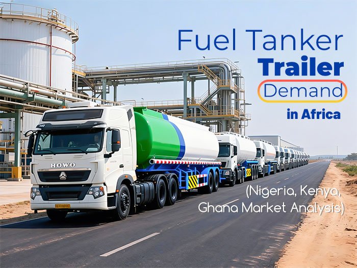 Fuel tanker trailer loading at port for Africa market shipment