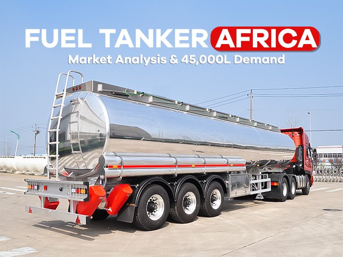 ZW 45000L Fuel Tanker Trailer (Carbon Steel) driving on an African road, illustrating durable and efficient heavy haulage for fuel logistics in Africa.
