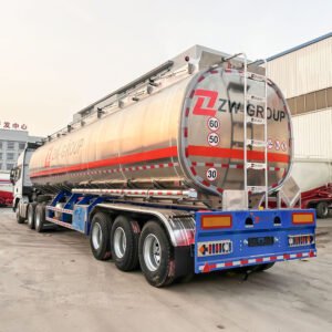 Aluminum fuel tanker semi trailer 3 axle 45000L side view lightweight fuel transport trailer for diesel delivery in Africa