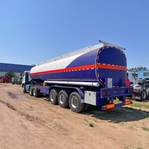 3 axle stainless steel fuel tanker semi trailer 45000L side view corrosion resistant fuel transport trailer
