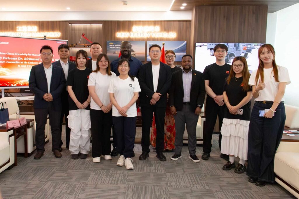 ZW Group executive team and Ghana Embassy delegation group photo, highlighting leading Tanker Trailer Supplier China capabilities.